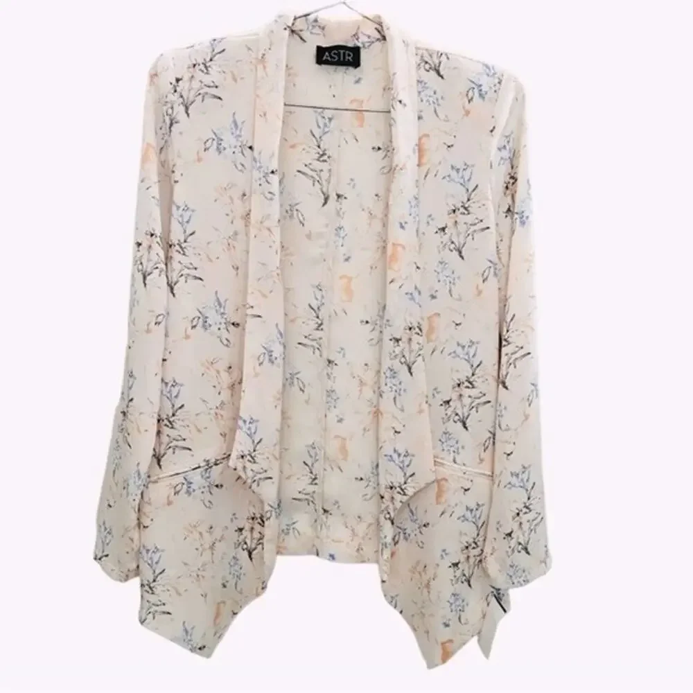 ASTR‎ The Label Floral Print Open Waterfall Blazer Jacket Size S